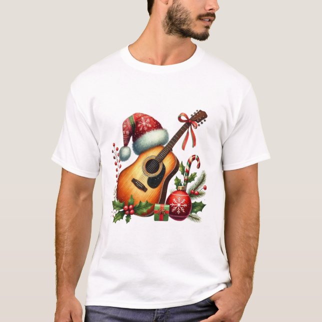 Camiseta navidad de guitarra (Anverso)