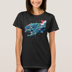 Camiseta Navidad de la tortuga marina iluminando a Santa Ha
