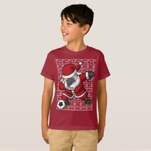 Camiseta Navidad de Papá Noel del fútbol que frota