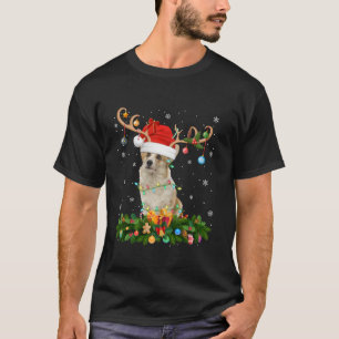 Camiseta Navidad de perro de Santa Hat Corgi reno iluminado