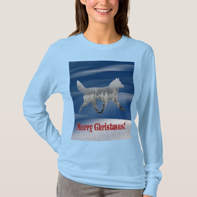 Camiseta Navidad de perro de trineo (Anverso)