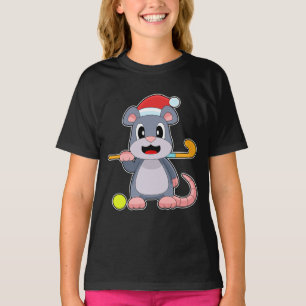 Camiseta Navidad de ratón de hockey