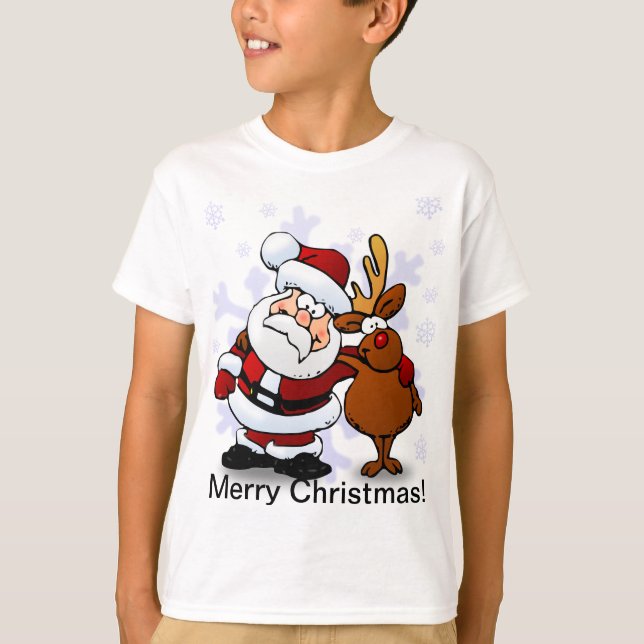Camiseta Navidad de Santa y del reno (Anverso)