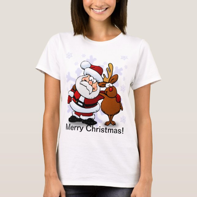 Camiseta Navidad de Santa y del reno (Anverso)