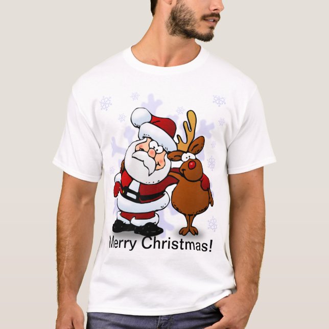 Camiseta Navidad de Santa y del reno (Anverso)