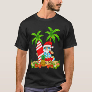 Camiseta Navidad de verano de Santa surfando vacaciones de