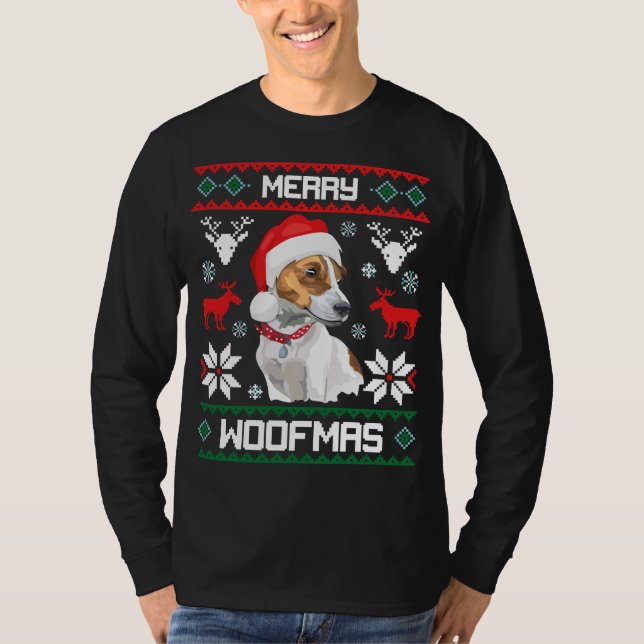 Camiseta Navidad de Woofmas del perro de Jack Russell (Anverso)