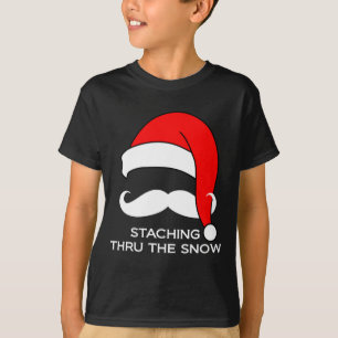 Camiseta Navidad del bigote - Staching a través de la niev