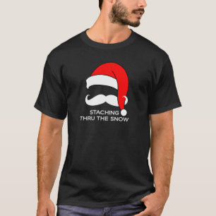 Camiseta Navidad del bigote - Staching a través de la niev