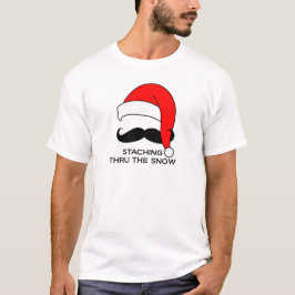 Camiseta Navidad del bigote - Staching a través de la nieve
