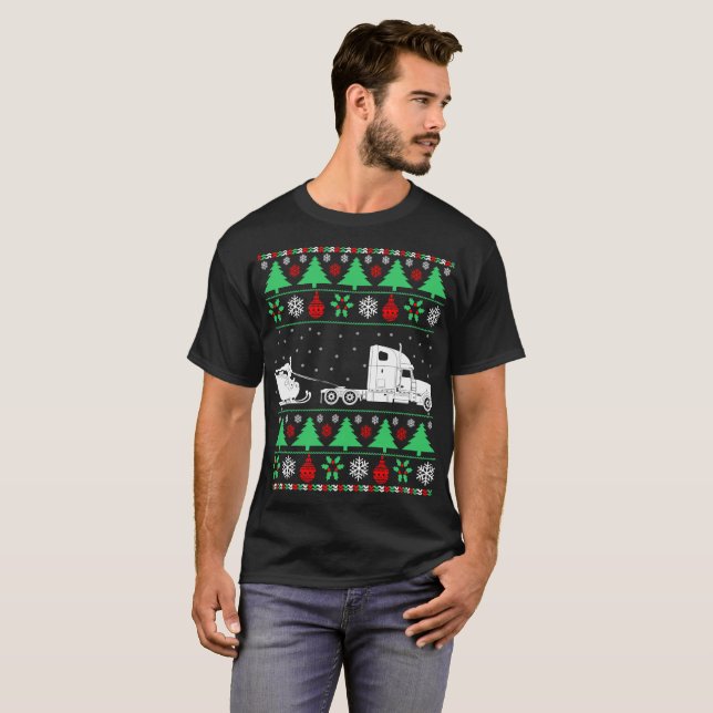 Camiseta Navidad del camionero del conductor de camión del (Anverso completo)