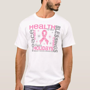 Camiseta Navidad del cáncer de pecho 4 copos de nieve del