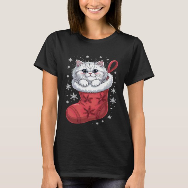 Camiseta Navidad del gato persa (Anverso)