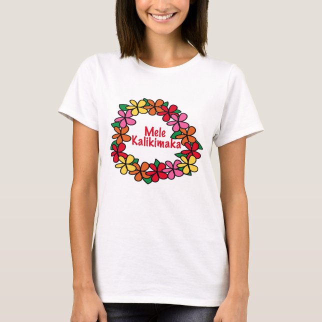Camiseta Navidad del Hawaiian de los leus (Anverso)