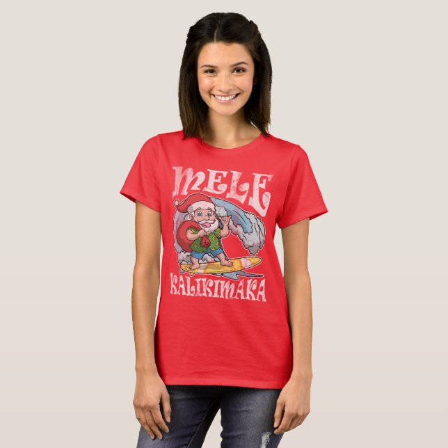 Camiseta Navidad del Hawaiian de Mele Kalikimaka (Anverso completo)