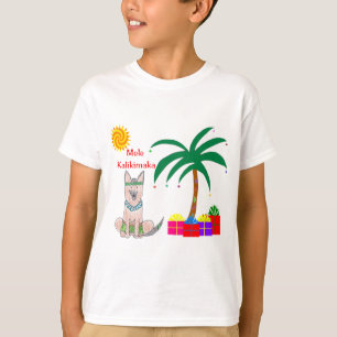 Camiseta Navidad del Hawaiian del perro de pastor de