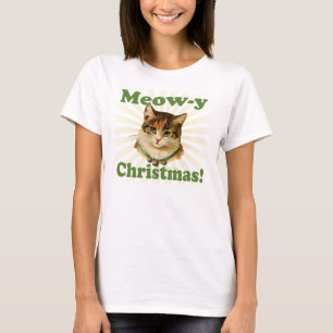 Camiseta Navidad del Maullido-y, animal lindo del gato del