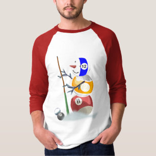 Camiseta Navidad del muñeco de nieve de la bola de billar