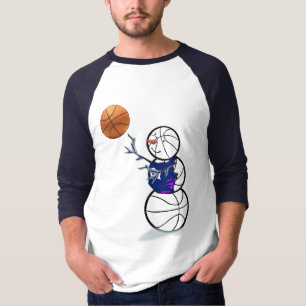 Camiseta Navidad del muñeco de nieve del baloncesto