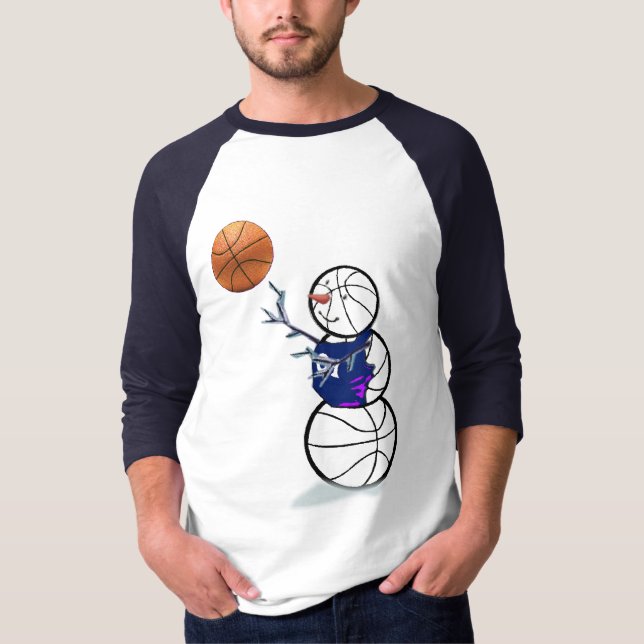Camiseta Navidad del muñeco de nieve del baloncesto (Anverso)