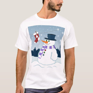Camiseta Navidad del muñeco de nieve y de la media