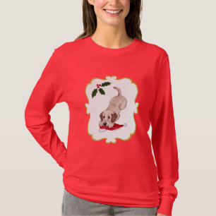 Camiseta Navidad del perrito de YellowLabrador y del gorra
