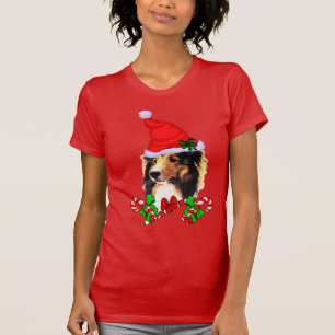 Camiseta Navidad del perro pastor de Shetland feliz