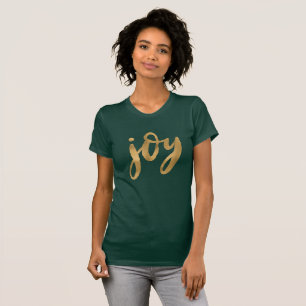 Camiseta Navidad del personalizado del verde del oro de la