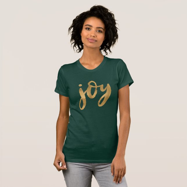 Camiseta Navidad del personalizado del verde del oro de la (Anverso completo)