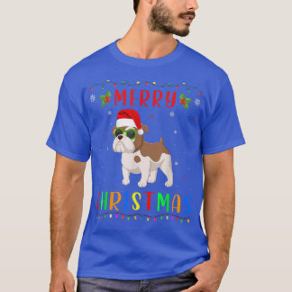 Camiseta Navidad: Diseño de Bulldog ligero en inglés coinci