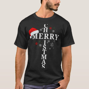 Camiseta Navidad Divertida Alegre Xmas Cruz Cristiano Nieve