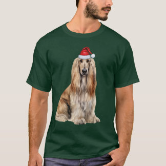 Camiseta Navidad Divertida Amante del Perro Sabueso Afgano