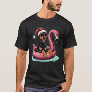 Camiseta Navidad Divertida en Julio Doberman Perro Santa Fl