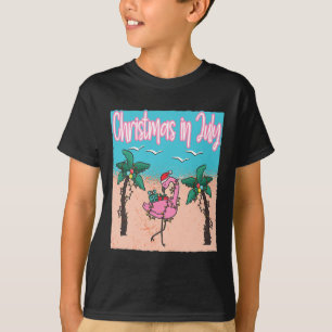 Camiseta Navidad Divertida En Julio Flamenco Playa Navidad 