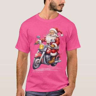 Camiseta Navidad Divertida Santa en Motocicleta Navidad