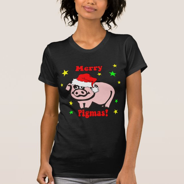Camiseta Navidad divertido del cerdo (Anverso)