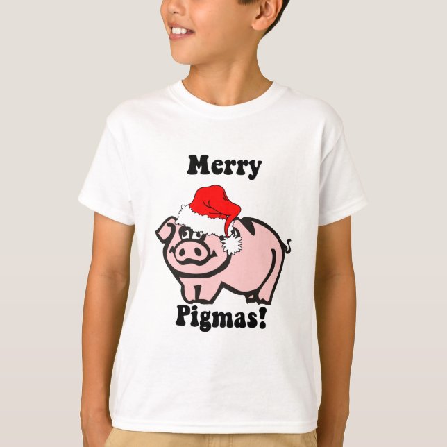 Camiseta Navidad divertido del cerdo (Anverso)