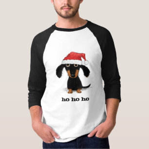 Camiseta Navidad divertido del perro de la salchicha de