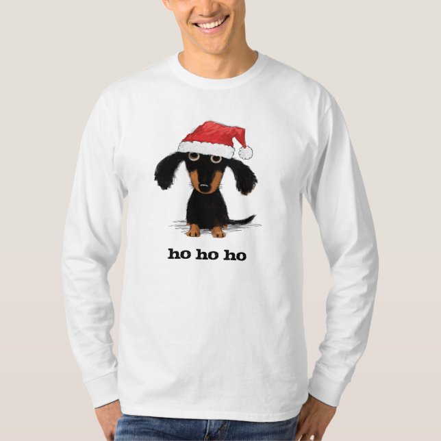Camiseta Navidad divertido del perro de la salchicha de (Anverso)