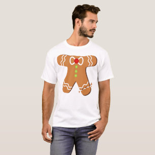 Camiseta Navidad divertido del traje del hombre de pan de