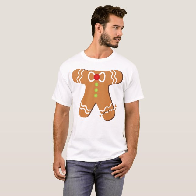 Camiseta Navidad divertido del traje del hombre de pan de (Anverso completo)