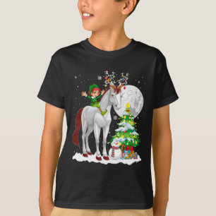 Camiseta Navidad Elf Montando renos Caballo Snowman Navidad
