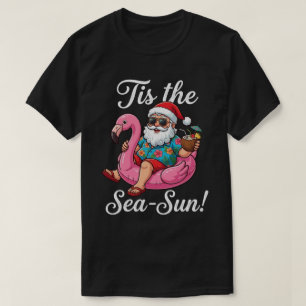 Camiseta Navidad en Julio   Flamenco de Santa de la playa d
