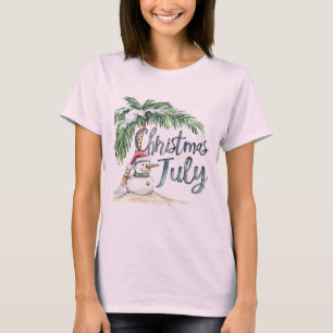 Camiseta Navidad en Julio Playa Muñeco de Nieve & Palma