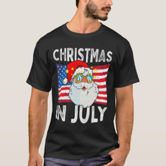 Camiseta Navidad En Julio Retro Hipster Divertido Santa Hom