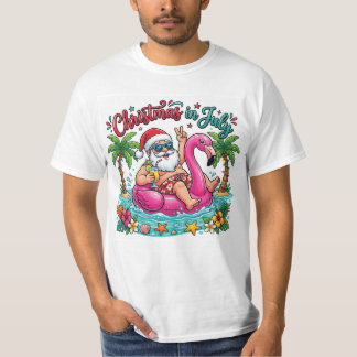 Camiseta Navidad en Julio Santa de Verano Playa PNG