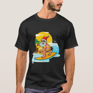 Camiseta Navidad En Julio Santa Divertido Surfing Verano Al