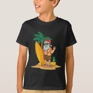 Camiseta Navidad En Julio Santa Divertido Verano Surf Hawai