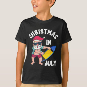 Camiseta Navidad En Julio Santa Surfboard Vacaciones De Ver