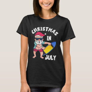 Camiseta Navidad En Julio Santa Tabla De Surf Vacaciones De